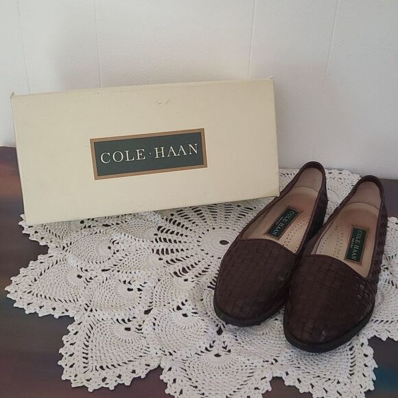 Vintage Cole Haan Woven Look Shoes Sz 7.5 - Picture 2 of 10